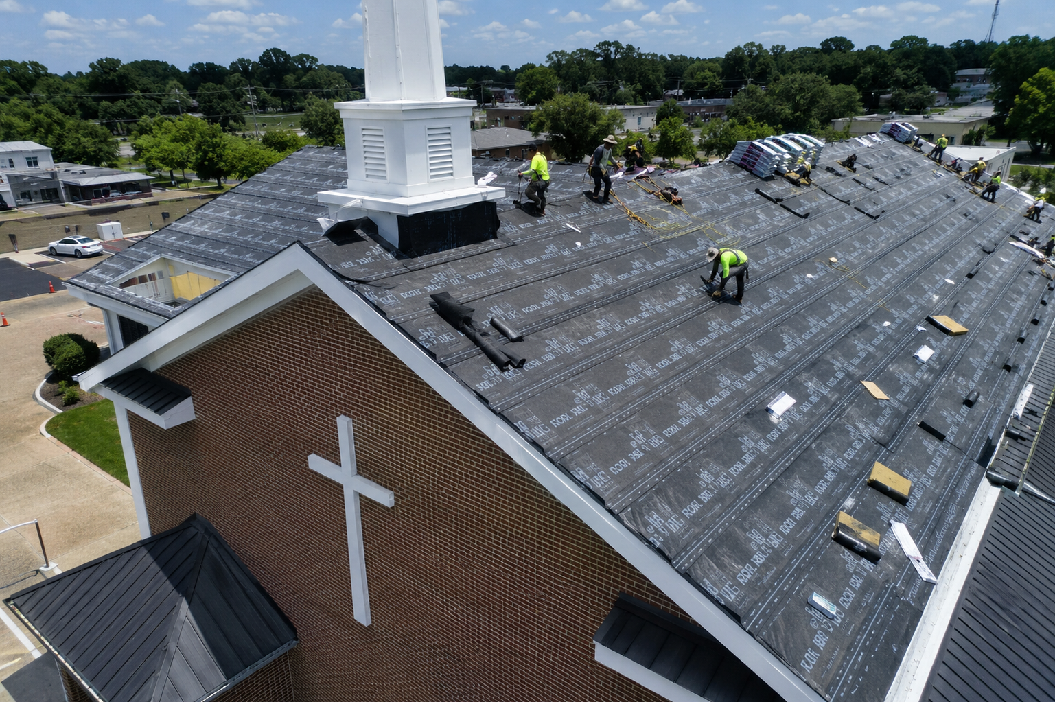 Commercial roof repair project