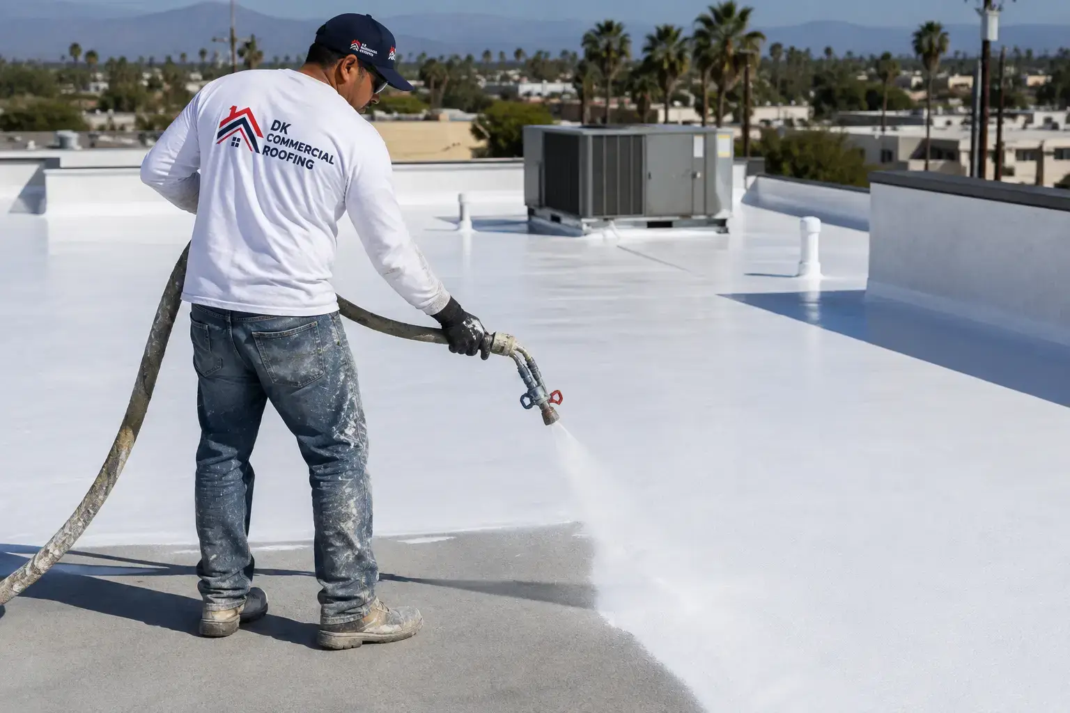 Commercial roof spraying and coating