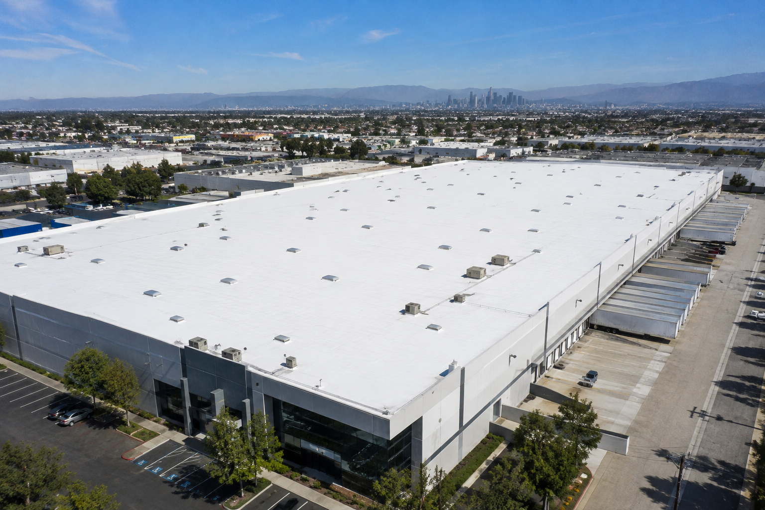 Completed commercial roofing project